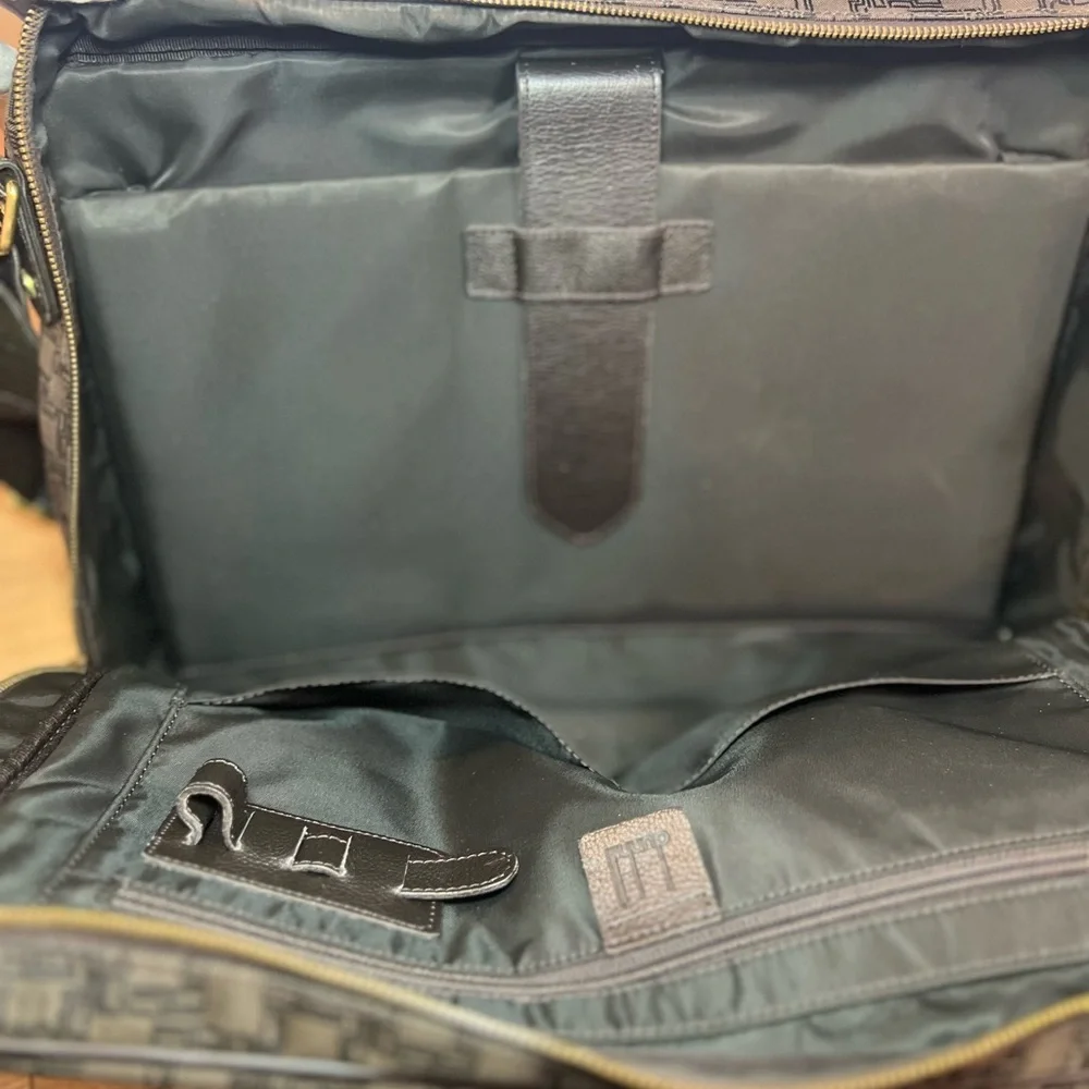 Dunhill Brown and Black Messenger Bag with Monogram Design